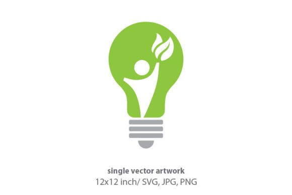 Bulb with Man and Green Leaf Vector Guide