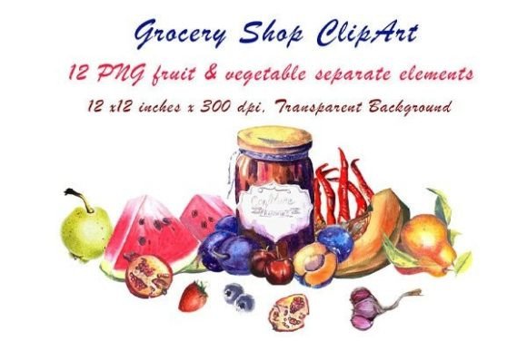 Elevating Digital Design with Hand-Painted Watercolor Grocery and Vegetable Clip Art