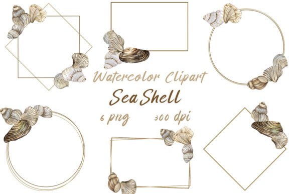 Evaluating Watercolor Clipart Seashell Frames, PNG for Professional Design Projects