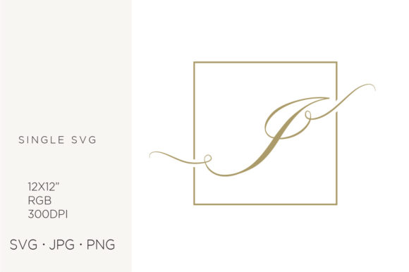 Gold Script Letter I Inside Square Frame: A Versatile Digital Asset for Modern Design