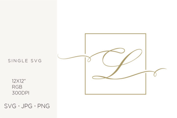 Gold Script Letter L Inside Square Frame: Elevating Your Design Projects with Elegant Digital Art