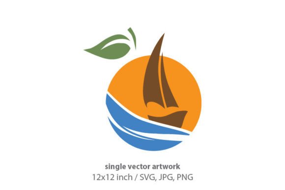 Orange Fruit & Yacht Icon Vector Art