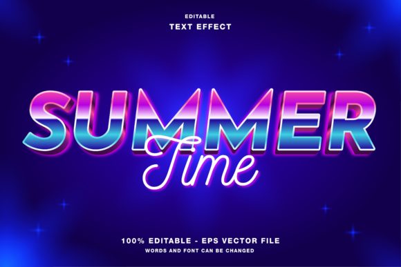 Summer Time Text Effect: Retro 80s Wave Style