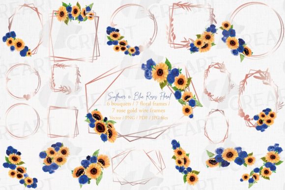 Sunflowers & Blue Roses: Floral Frames